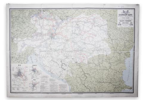 Beer, Josef: Eisenbahn-Karte der oesterreichisch-ungarischen Monarchie  Wien 1886-1887. 