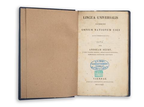 Réthy [András] Andream: Lingua universalis communi omnium nationum usui accommodata per - -.  Viennae, 1821, Typis Antoni Strauss 