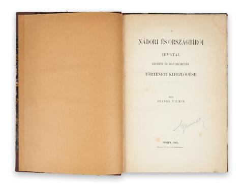 Frankl Vilmos: A nádori és országbírói hivatal eredete és hatáskörének történeti kifejlődése.  Pesten, 1863, Pfeifer Ferdinánd [Emich Gusztáv] 