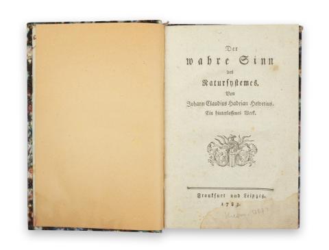 [Helvétius, Claude-Adrien]: Der wahre Sinn des Natursystemes.  Frankfurt und Leipzig, 1783. Ny. n. 