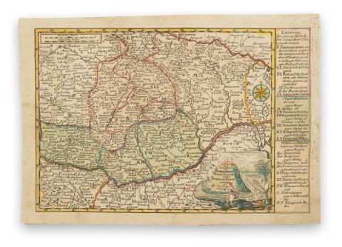 Schreiber, J. G.: Neue Kriegs Charte von Siebenbürgen, Moldau, Walachey und dem Temeswarer Bannat  Leipzig, [1749.] 