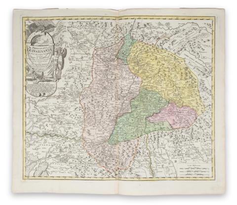 Homann, Johann Baptist: Principatus Transilvaniae in suas quasque Nationes earumque Sedes et Regiones cum finitimis vicinorum Statuum Provinciis accurate divisus . . .  Nürnberg, ca 1714. 
