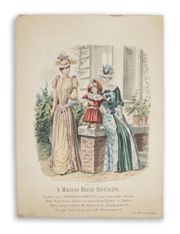 A Magyar Bazár Divatképe. Színezett lithográfia.  [Paris, 1891, ny.n.] 