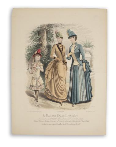 A Magyar Bazár Divatképe. Színezett lithográfia.  [Paris, 1885, Augte. Godchaux & Cie. imp. Systeme Guy.] 