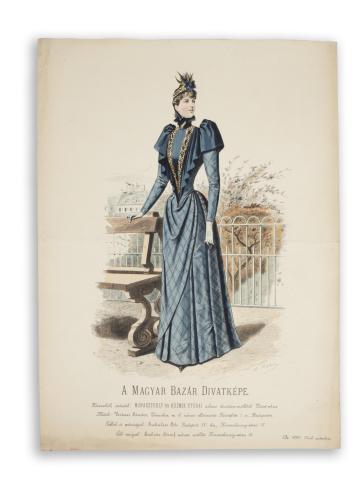 A Magyar Bazár Divatképe. Színezett lithográfia.  [Paris, 1890. H. Lefévre imp.] 