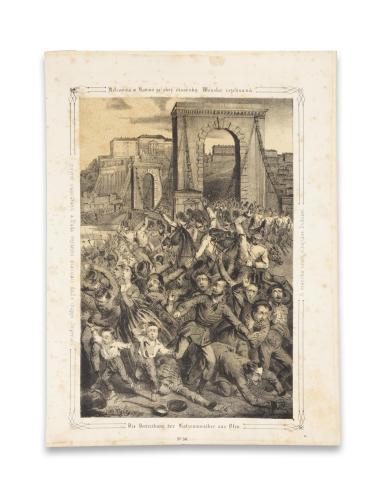 Katzler, Vinzenz: A macskazenészek elkergetése Budábol / Die Vertreibung Klatzenmusiker aus Ofen    [Wien, 1850. Benko] 