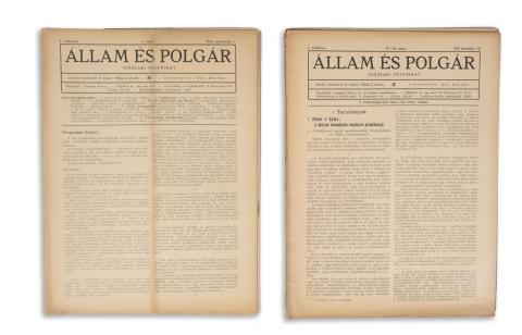 Állam és polgár. Időszaki folyóirat. Felelős szerk. Pikler J. Gyula.  Budapest, 1934-1936. Buschmann F. utódai 