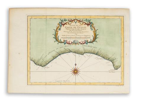  Bellin, Jacques Nicolas - Schley, Jakob van der : Suite de la coste de Guinée depuis le cap de Palme jusqu'au cap des Trois Pointes dressée sur les journaux des navigateurs par Nicolas Bellin 1746   [La Haye, 1746, Pierre de Hondt] 