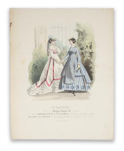 Divatkép. Melléklet a "Magyar Bazár" XIII. számához.    Pest, 1867. Ny. Rohn és Grund 