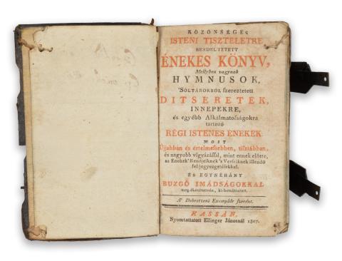 Közönséges isteni tiszteletre rendeltett énekes könyv Mellyben vagynak hymnusok‚ Sóltárokból szereztetett ditséretek innepekre és egyéb Alkalmatosságokra...  Kassán, 1807, Ellinger János 