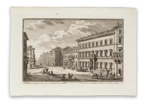 Vasi, Giuseppe: Palazzo Colonna di Sciarra, Roma. Rézmetszet.  Roma, 1754. Nella Stamperia di Niccolo, e Marco Pagliarini 