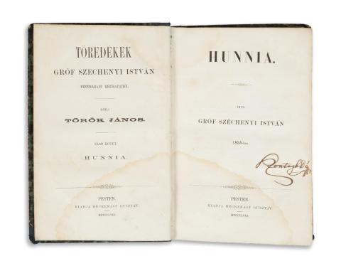 Széchenyi István, Gróf: Hunnia. Irta --- 1835-ben.  Pesten, 1858, Heckenast Gusztáv 