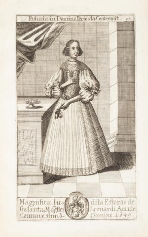 Iudita Estoras de Galanta, magnifici Leonardi Amade...Esterházy Judit rézmetszet  Viennae, 1700, Leopold Voigt. 