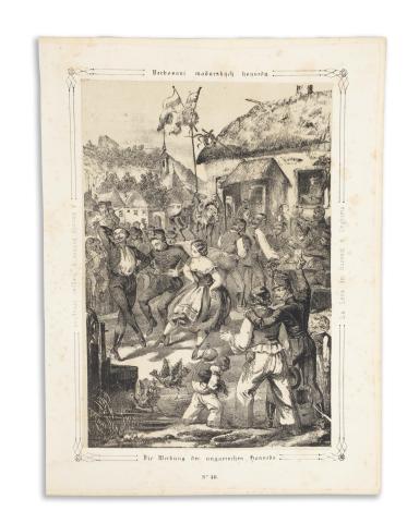 Katzler, Vinzenz : A honvéd kedése a magyar országban / Die Werbung der ungarischen Honvéds   [Wien, 1850. Benko] 