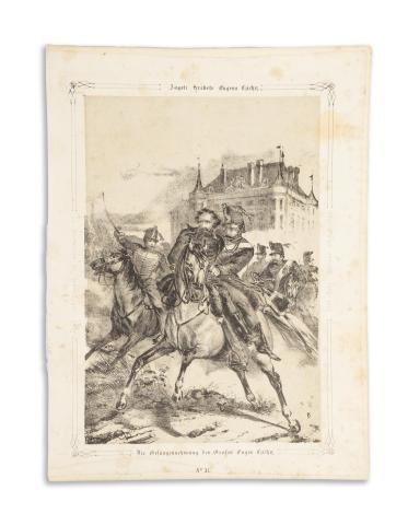 Katzler, Vinzenz : Gróf Zichy Ödönnek elfogadtatása / Die Gefangennehmung des Grafen Eugen Zichy.   [Wien, 1850. Benko] 