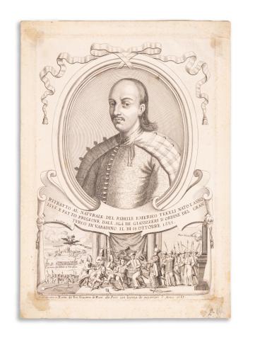 Thököly Imre elfogása. Rézmetszet, 1685   