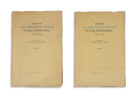 Bártfai Szabó László: Adatok gróf Széchenyi István és kora történetéhez. 1808-1860. Összeáll.: ~~. I-II. kötet.  Budapest, 1943, [Posner] 