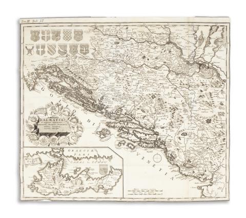 Schwandtner, Johann Georg: Dalmatia et regiones adjacentes, Croatia, Bosnia, Slavonia, Servia, Albania accurate descriptae  Vindobonensis, 1748. Johann Pauli Kraus. 