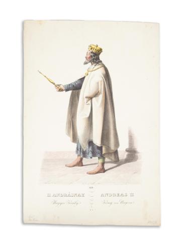Kriehuber, Josef – Schwind, Moritz von : II. András magyar király - Andreas II. König von Ungern. Színezett kőnyomat   Wien é.n. [1826] Lithographisches Institut. 
