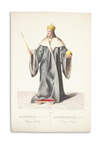 Kriehuber, Josef – Schwind, Moritz von:  III. László magyar király gyermekkorában - Ladislaus III. das Kind. König von Ungern. Színezett kőnyomat   Wien é.n. [1826] Lithographisches Institut. 