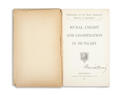 Rural Credit and Co-operation in Hungary  Budapest, 1913. Printed by the Stephanaeum Co. Ltd.  