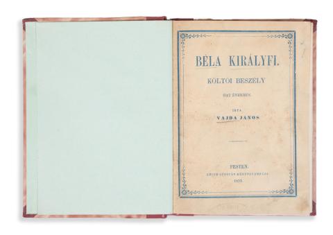 Vajda János: Béla királyfi. Költői beszély hat énekben.  Pest, 1854. Emich Gusztáv könyvnyomdája 