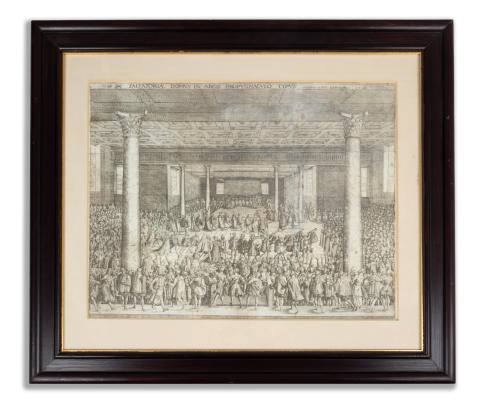 Terzio, Francesco: Saltatoriae domus in arcis propugnaculo tempus [Nagy udvari bál II. Miksa császár udvarának dísztermében]  1560 