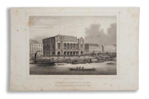 Budapest látképe: Rohbock, Ludwig - A Redoutte épület Pesten – Das Redouten gebaude in Pest  Darmstadt, 1864, Druck & Verlag von Gustav Georg Lange 
