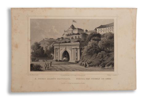 Budapest látképe: Rohbock, Ludwig - A budai Alagút kapuzata – Portal des Tunnels zu Ofen   Darmstadt, 1864, Druck & Verlag von Gustav Georg Lange 