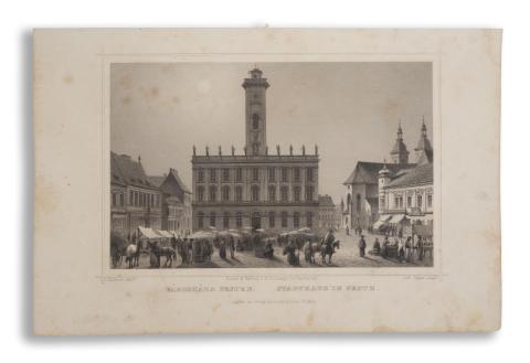 Budapest látképe: Rohbock, Ludwig - Városháza Pesten – Stadthaus in Pesth   Darmstadt, 1864, Druck & Verlag von Gustav Georg Lange 