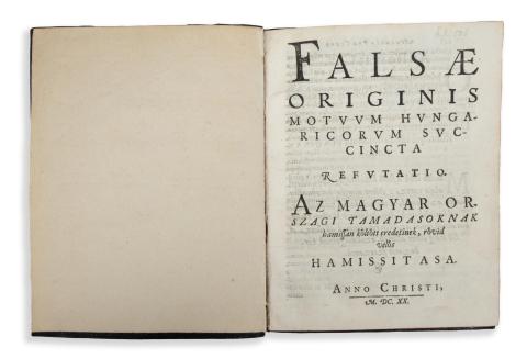 Pázmány Péter: Falsae originis motuum Hungaricorum, succinta refutatio. Az magyarorszagi tamadasoknak hamissan költött eredetinek, rövid velős hamissitasa.  [Bécs], 1620. [Gregor Gelbhaar] 